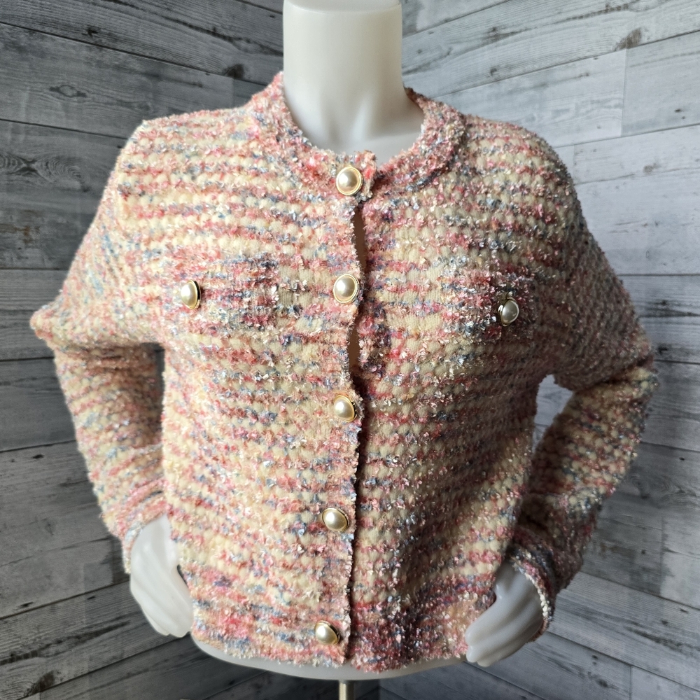 Cider Wool Blend Cardigan Pearl Buttons Womens Medium